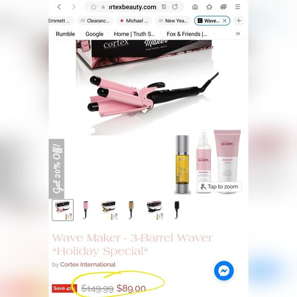 Wave Maker Hair Tool 1 inch Ceramic Triple Barrels Pink - Picture 3 of 3